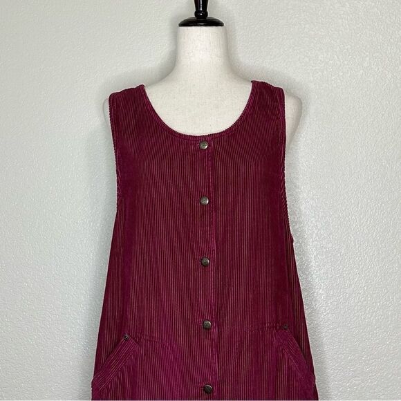 Blue J. 100% Cotton Corduroy Burgundy Button Down Sleeveless Dress - Picture 2 of 12